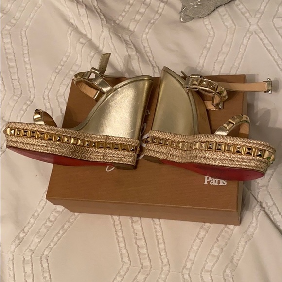 Louboutin Gold Wedges - Picture 5 of 8